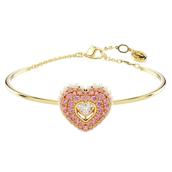 Swarovski Idyllia Bangle, Heart, Pink, Gold-Tone Plated - Picture 3 of 6